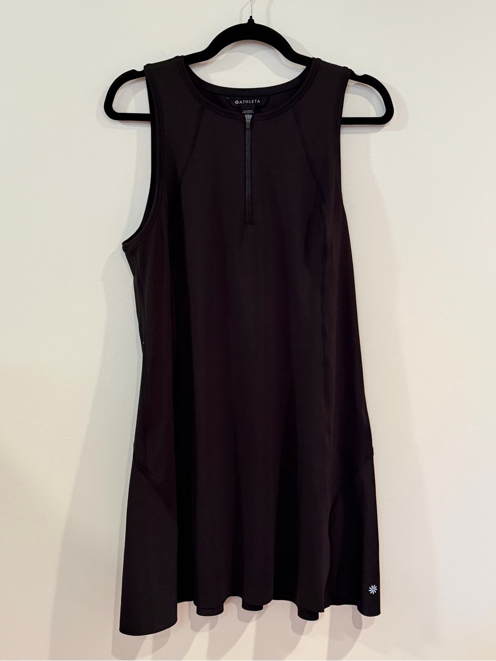 NWOT Athleta Black Ace Tennis Dress Sleeveless Zip-Front Dress Large